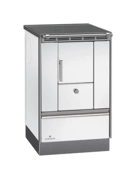 LOHBERGER Holzherd Rega 50 mit Stahlplatte 4,5 kW Weiß