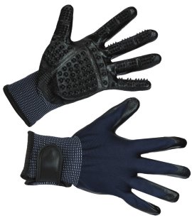 Putz- und Massagehandschuh Schwarz/Blau S