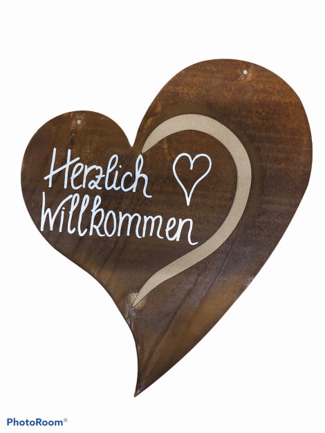 Gartentafel Herz-Christine Herzlich Willkommen 30x37 cm (BxH)