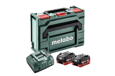 METABO Basis-Set aus 2xLiHD Akkupack 10 Ah, Schnelladergerät ASC145 + Metabox