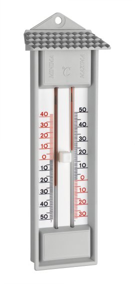 Thermometer aus Kunststoff Maxima Minima Grau