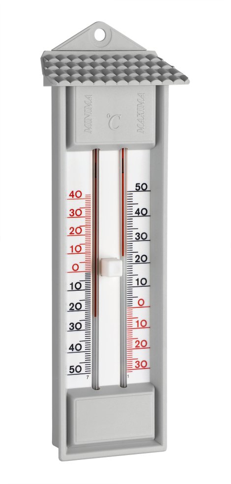 Thermometer aus Kunststoff Maxima Minima Grau