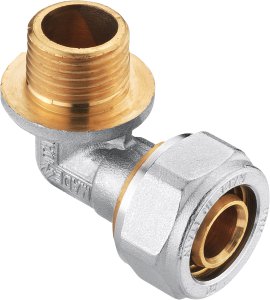 CORNAT Schraub-Winkel 90° komplett ø 20 mm, 1/2" AG, vernickelt