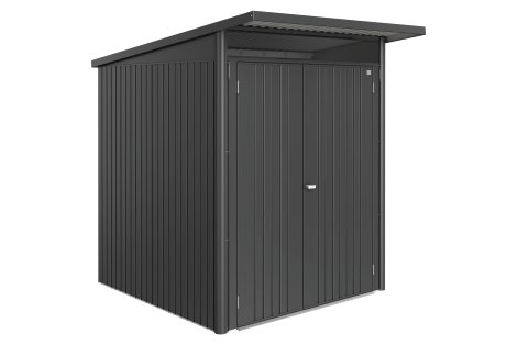 BIOHORT Gerätehaus AvantGarde® Eco A1 + Doppeltür 180x220x218 cm, Dunkelgrau-metallic
