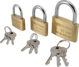 Vorhangschloss-Set 25/30/40 mm 3-tlg.