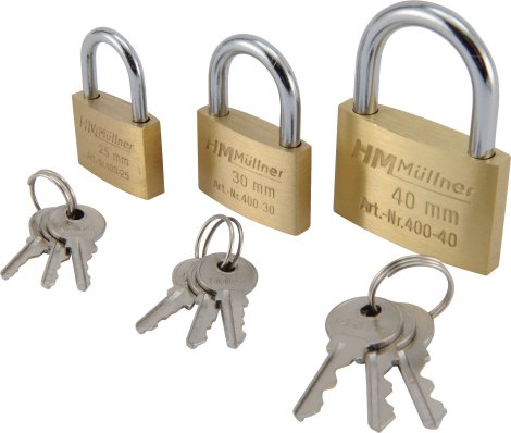 Vorhangschloss-Set 25/30/40 mm 3-tlg.