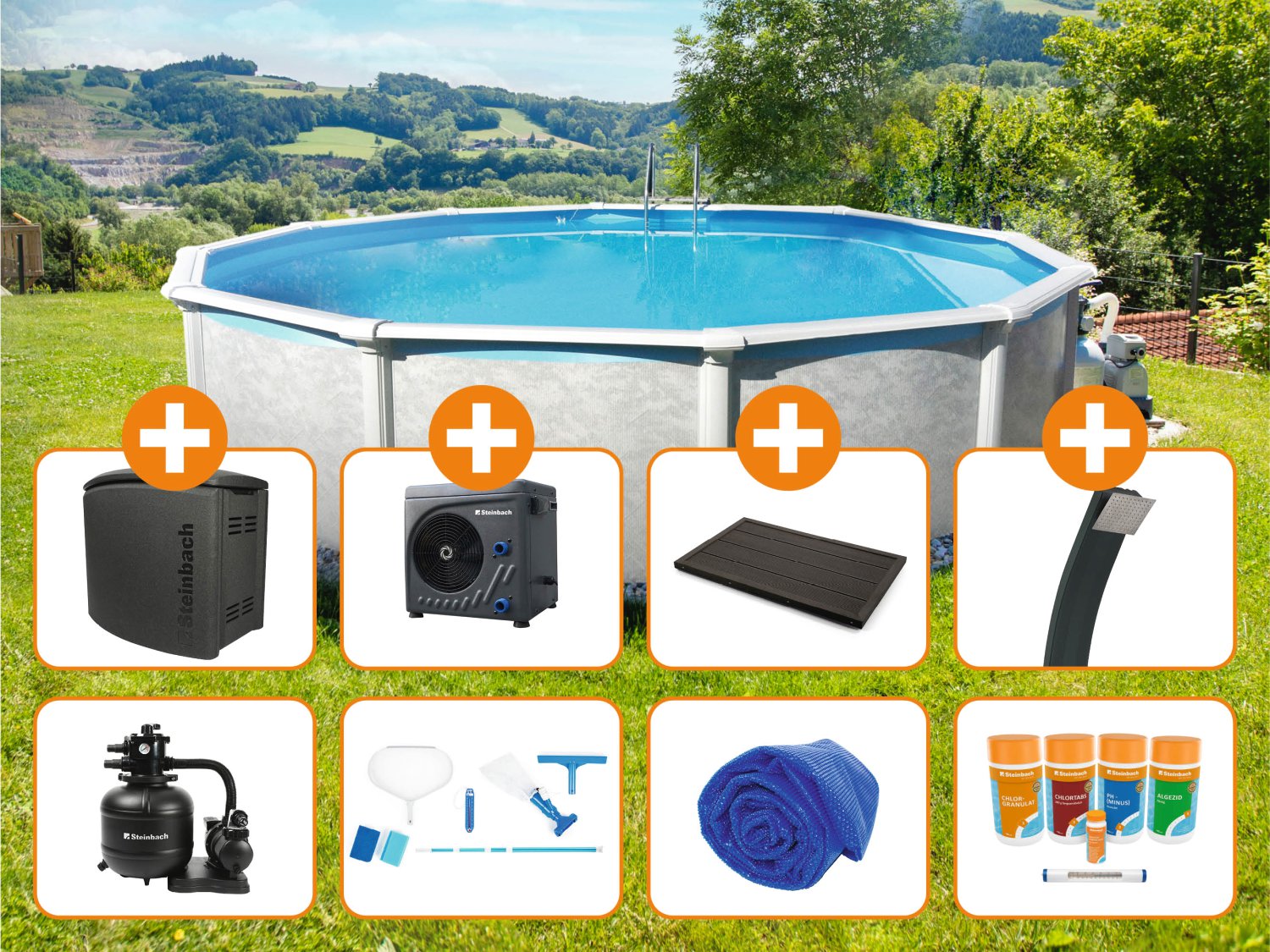 STEINBACH Stahlwandpool-Set Grande Ø 366x135 cm Large