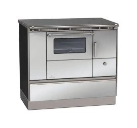LOHBERGER Holzherd Rega 90 mit Stahlplatte 6,6 kW Edelstahl