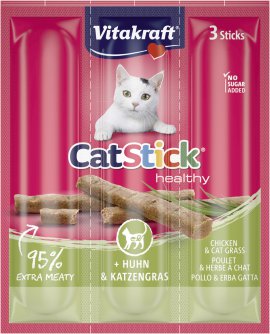 VITAKRAFT Cat Stick Mini Huhn & Katzengras 3 Stk.