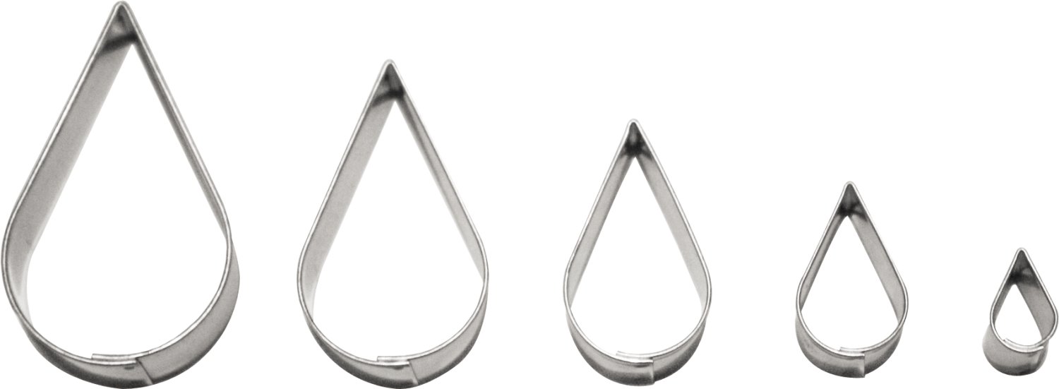 Keksausstecherset Tropfen Edelstahl 15-55 mm 5er