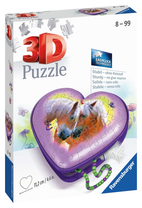 RAVENSBURGER 3D-Puzzle Herzschatulle Pferde, 54-tlg.