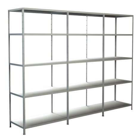 SCHULTE REGALWELT Grund Anbauregal 15 Böden Weiß 200x340x50 cm