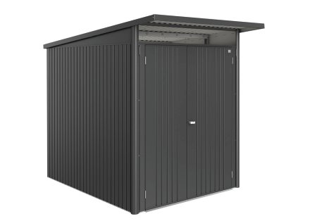 BIOHORT Gerätehaus AvantGarde® Eco A2 + Doppeltür 180x260x218 cm, Dunkelgrau-Metallic