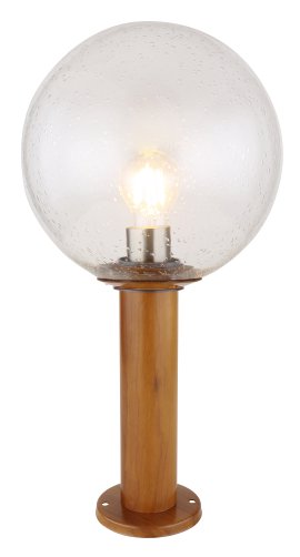 GLOBO LED-Sockelaußenleuchte Ossy Holzoptik klar 15W 25x50 cm(⌀xH)