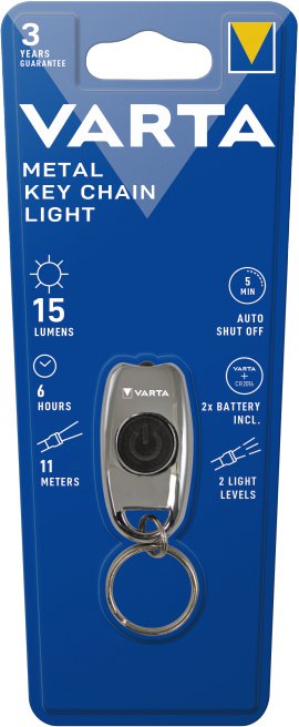 VARTA LED-Taschenlampe Metal Key Chain Light inkl. 2x VARTA Knopfzellen CR2016