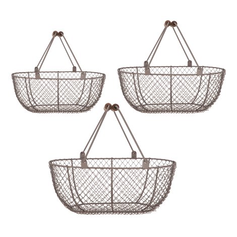 Drahtkörbe Antikbraun 3er Set 46,8x32,3x30,6 cm