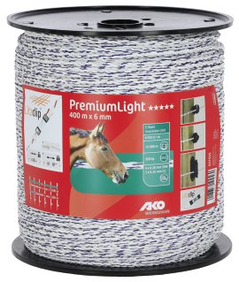 Weidezaunseil Premium Light, weiß/blau 6 mm
