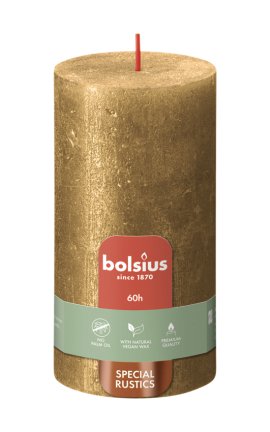 BOLSIUS Rustik Shimmer Stumpenkerze 130/68 mm, champagner