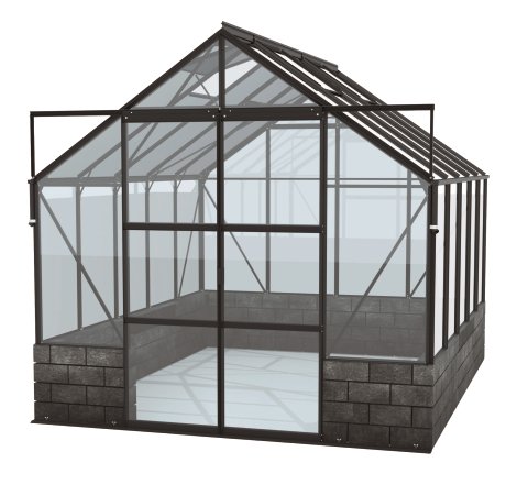 VITAVIA Gewächshaus Cassandra 8300 ESG 3 mm Schwarz, Sockel Basalt