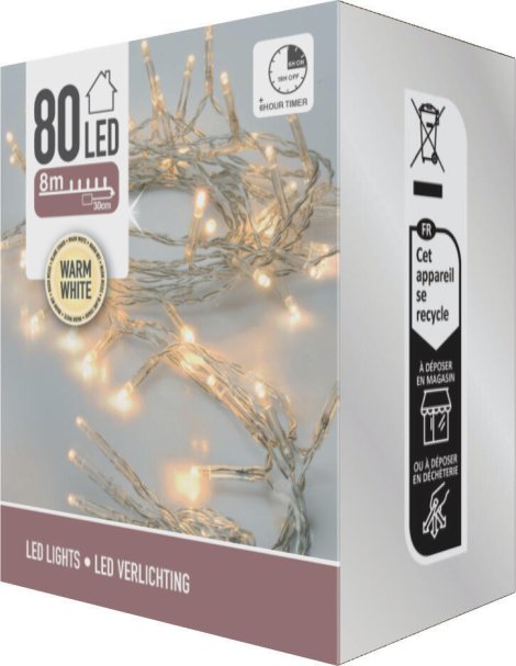 LED-Beleuchtung Warmweiß 80 LED 8 m