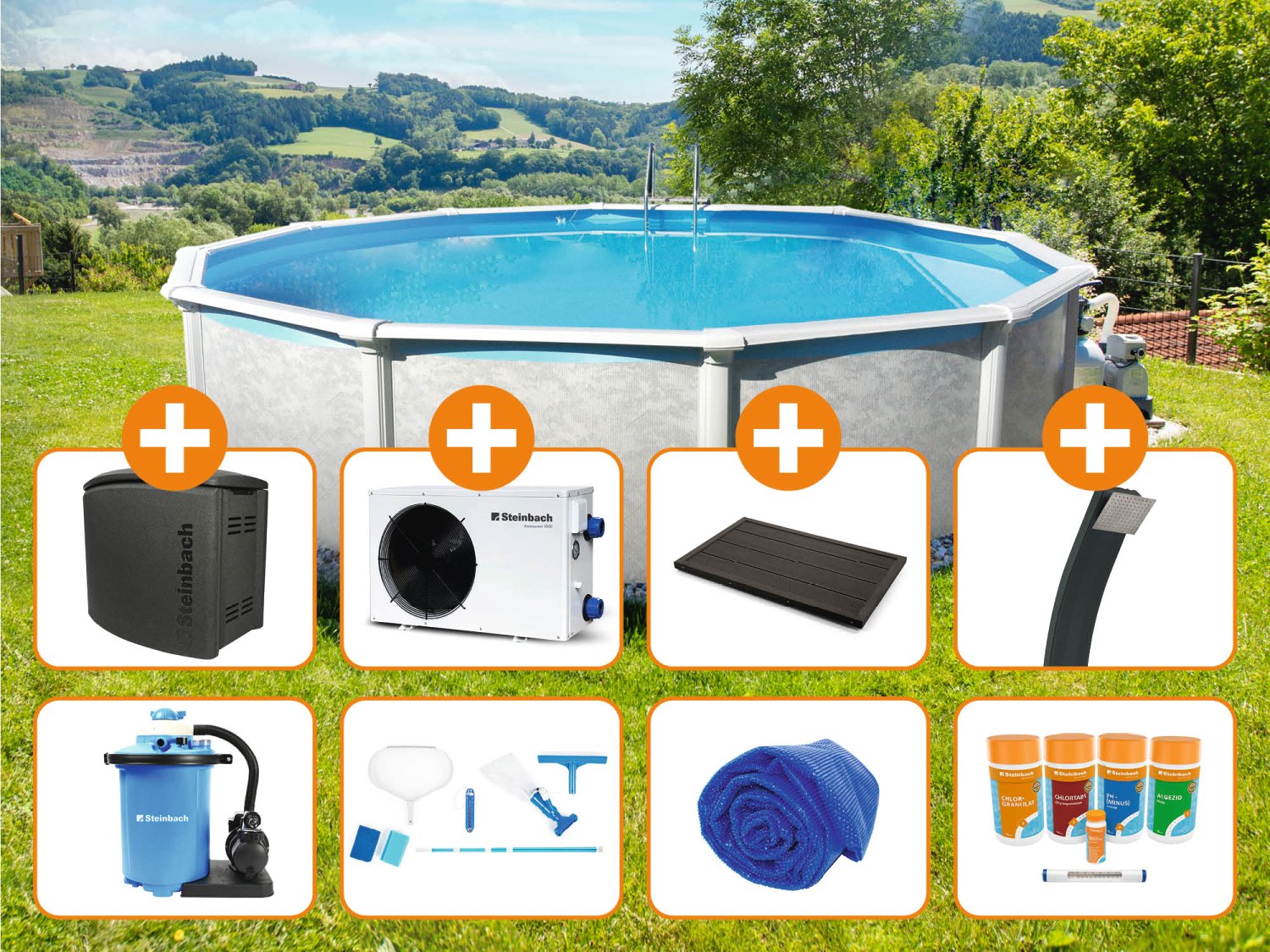 STEINBACH Stahlwandpool-Set Grande Ø 549x135 cm Large