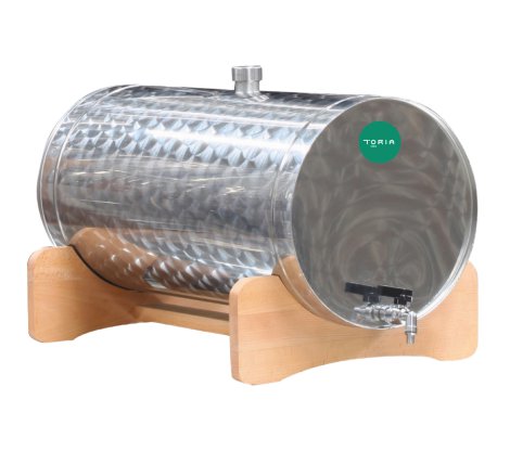 EF Edelstahlfass mit 3/8" Hahn & Holzauflage 45 l