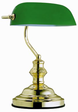 GLOBO Tischleuchte Antique Gold messingfarben/Grün E27 60W 25x19x36 cm (LxBxH)