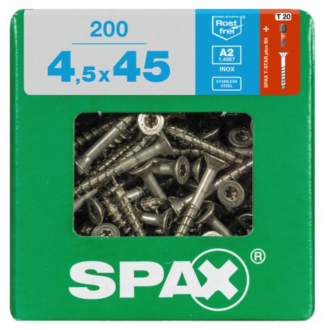 SPAX Schraube A2 Torx 4,5x45 mm XL 200 Stk.