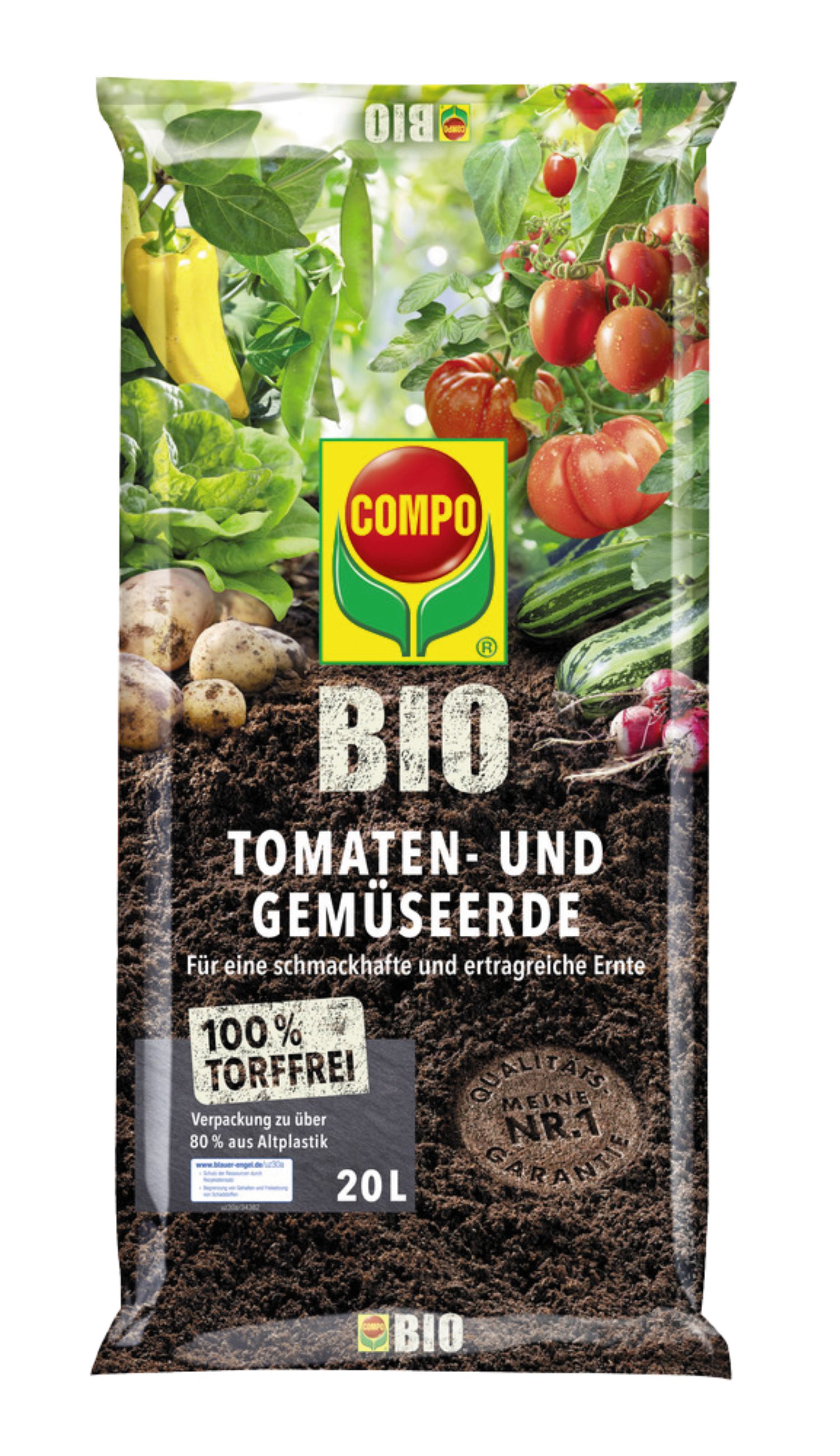 COMPO® Bio Tomaten- und Gemüseerde Torffrei 45x20 l