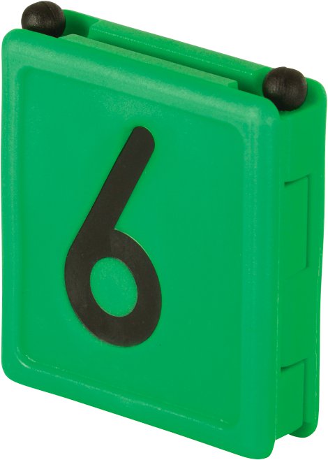 Halsbandnummer Duo mit Ziffer 6 grün, 6 Stk.