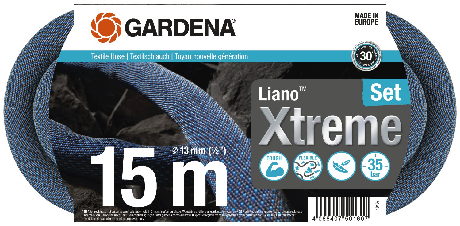 GARDENA Textilschlauch-Set Liano™ Xtreme 1/2" 15 m