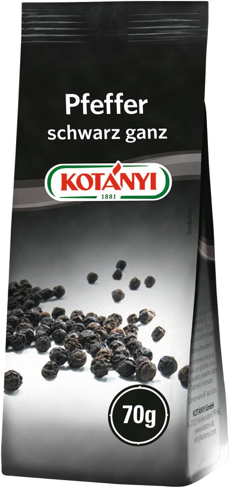 KOTÁNYI Pfeffer Schwarz ganz 70 g/Gewürzpackung