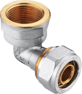 CORNAT Schraub-Winkel 90° komplett ø 20 mm, 3/4" IG, vernickelt