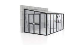 VITAVIA Anlehngewächshaus Helena ESG/HKP 3/10 mm Schwarz