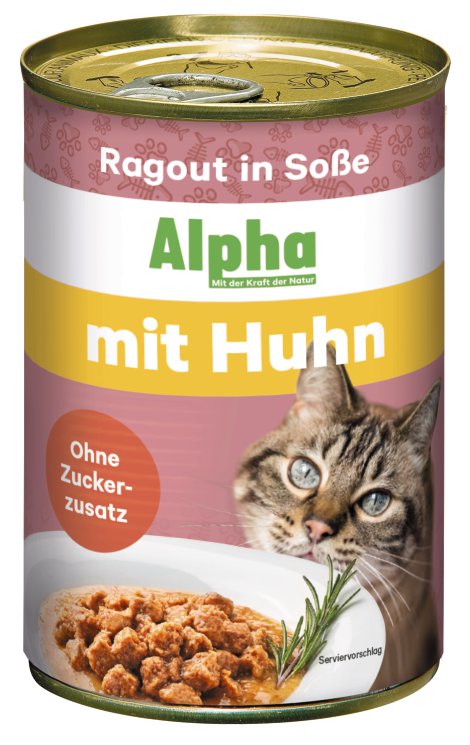 ALPHA Katzennahrung Dose Huhn in Gelee 24x415 g