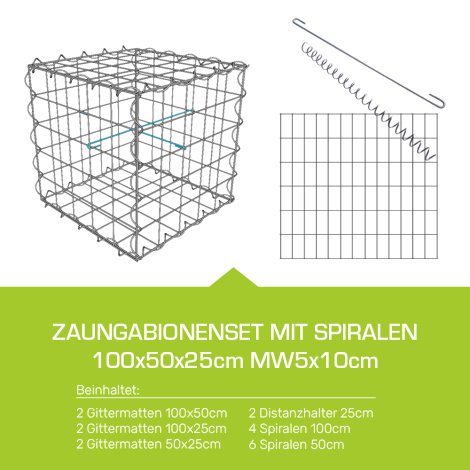 Zaungabione Set mit Spiralen 100x50x25cm MW5x10cm
