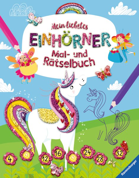 RAVENSBURGER Malbuch Mein liebstes Einhörner-Mal- und Rätselbuch