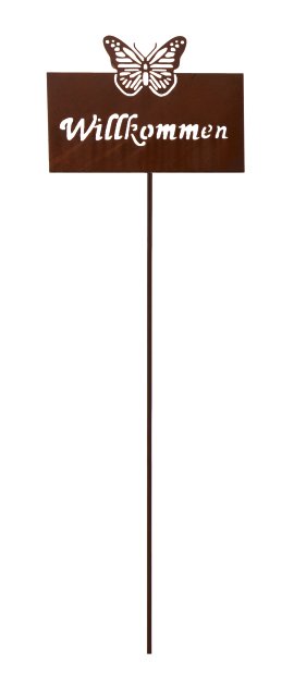 KENT LIVING Gartenstecker Willkommen Rost
