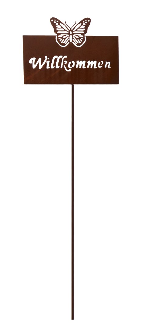 KENT LIVING Gartenstecker Willkommen Rost 30x115 cm (BxH)