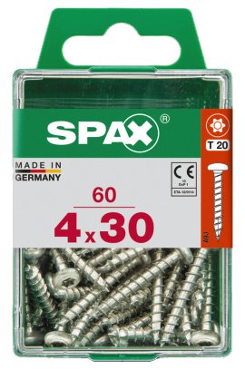 SPAX Schraube Rundkopf verzinkt 4x30 mm 60 Stk.