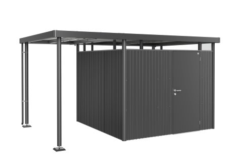 BIOHORT Seitendach für Gerätehaus Highline® H4, 150x275x222 cm, Dunkelgrau-Metallic S