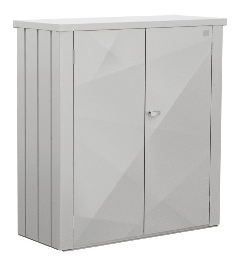 BIOHORT Terrassenschrank Romeo M XDesign 132x57x140 cm (BxTxH), Silber-Metallic