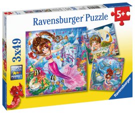 RAVENSBURGER Puzzle Bezaubernde Meerjungfrauen 3x49-tlg.