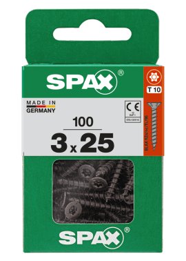 SPAX Universalschraube Senkkopf T-Star Schwarz 3x25 mm 150 Stk.