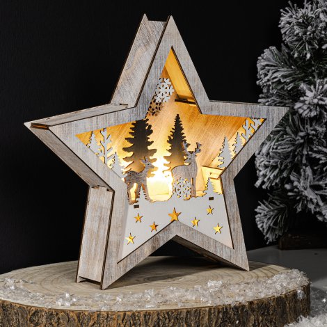 LED-Holzstern 6 LED's 25,8x5x24,5 cm