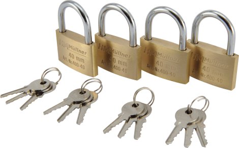 Vorhangschloss-Set 40 mm 4-tlg.