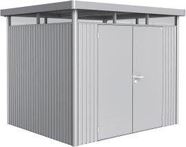 BIOHORT Gerätehaus Highline® mit Doppeltür Silber-Metallic