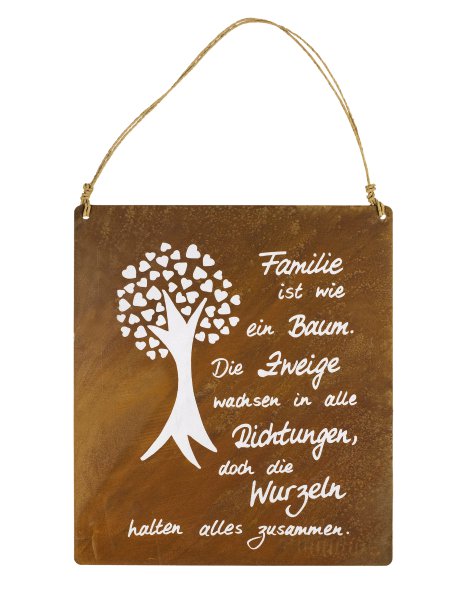 Gartenschild Wurzeln mit Kordel + Beschriftung 25x43 cm (BxH)