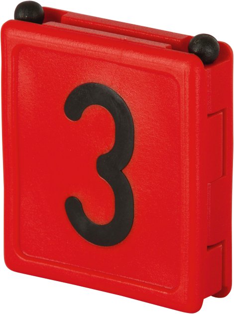 Halsbandnummer Duo mit Ziffer 3 rot, 6 Stk.
