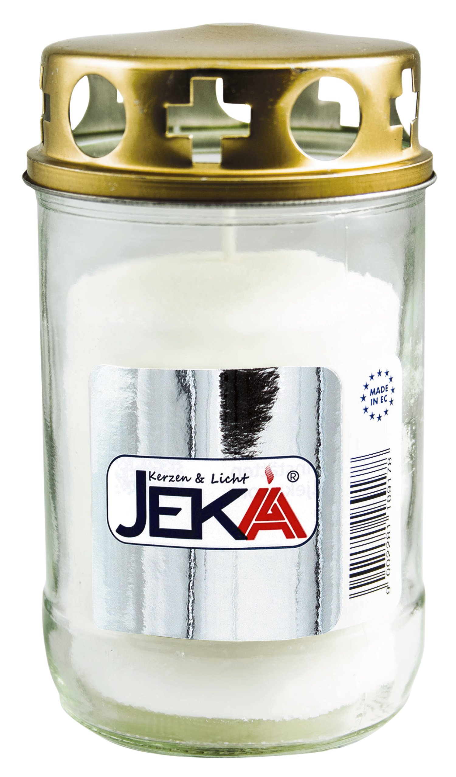 JEKA Glas-Grablicht Nr. 3, wiederbefüllbar Weiß